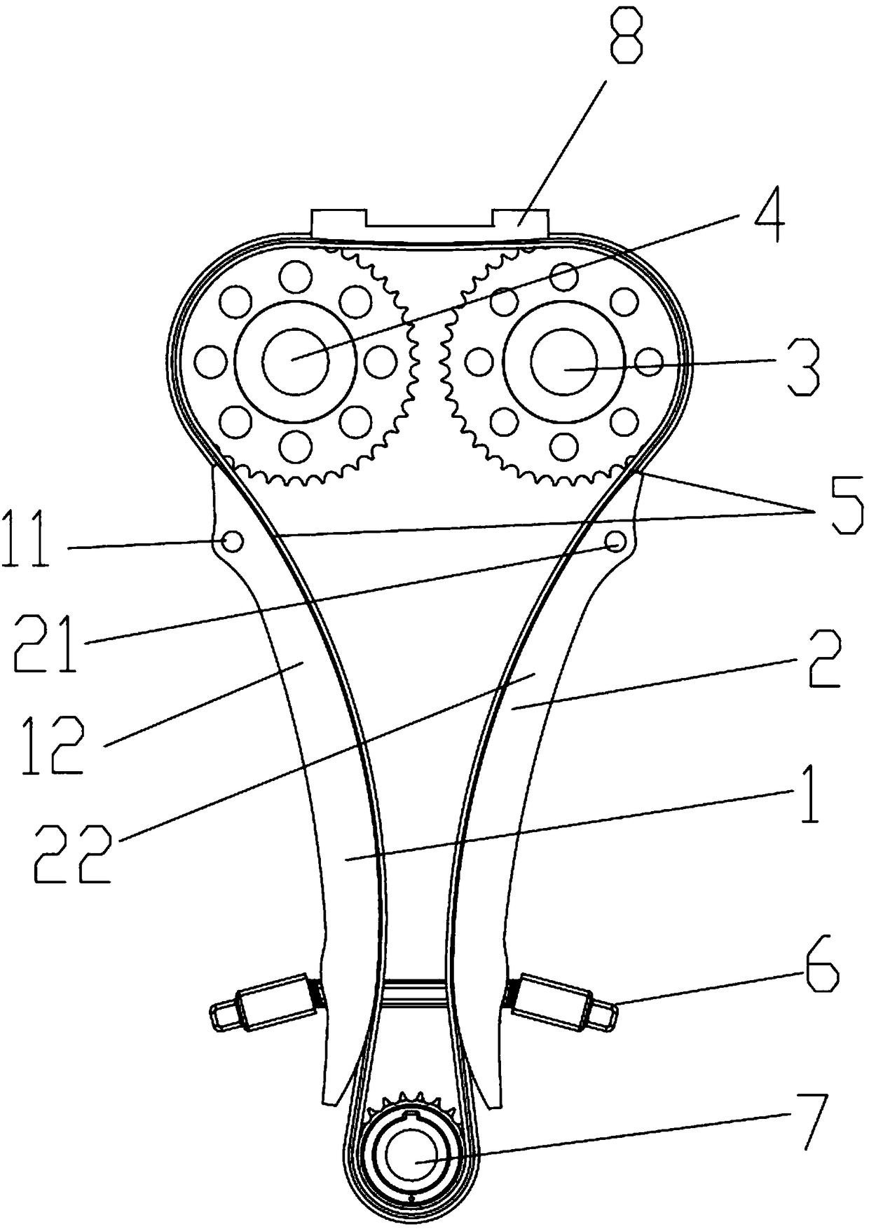 A timing chain transmission mechanism