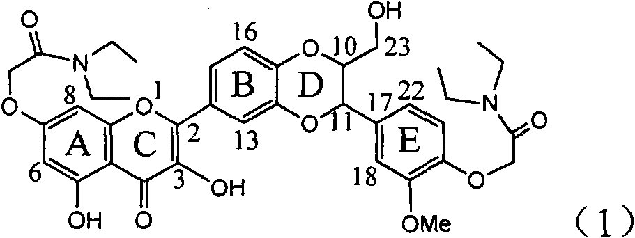 Application of diamine formyl dehydrogenated silybin serving as medicament for curing viral hepatitis B