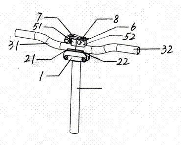 Trapezoidal-meshing quick-release halving foldable handlebar