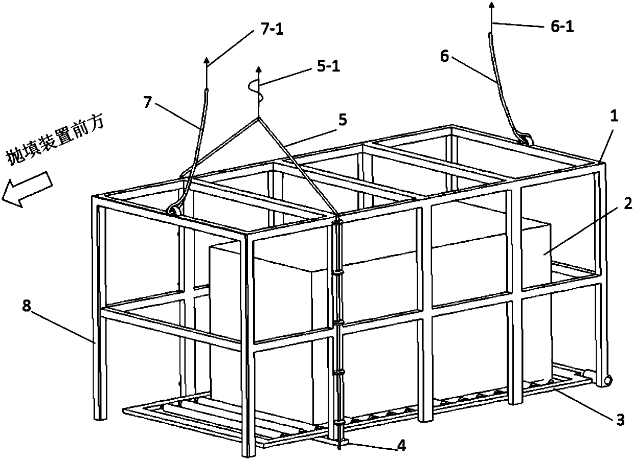 Facing stone cage net bag bump-free dump filling construction method