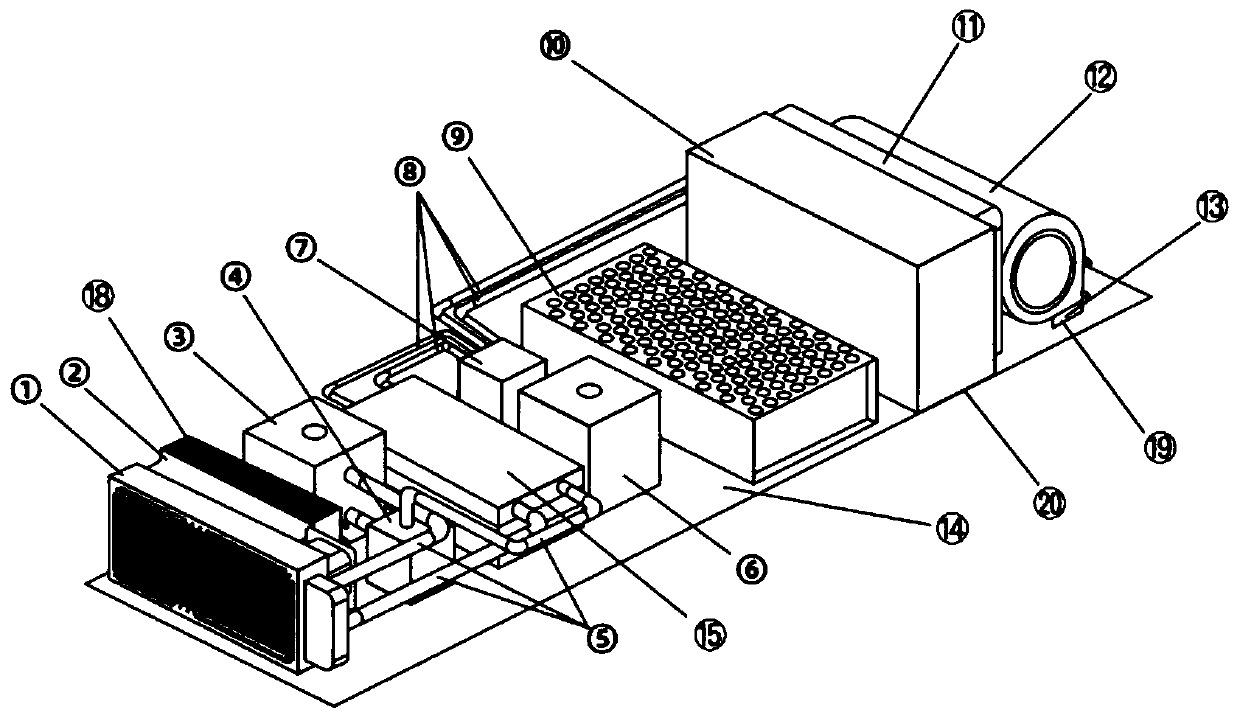 Semiconductor refrigeration air overhead fan and heating air bath heater combined equipment