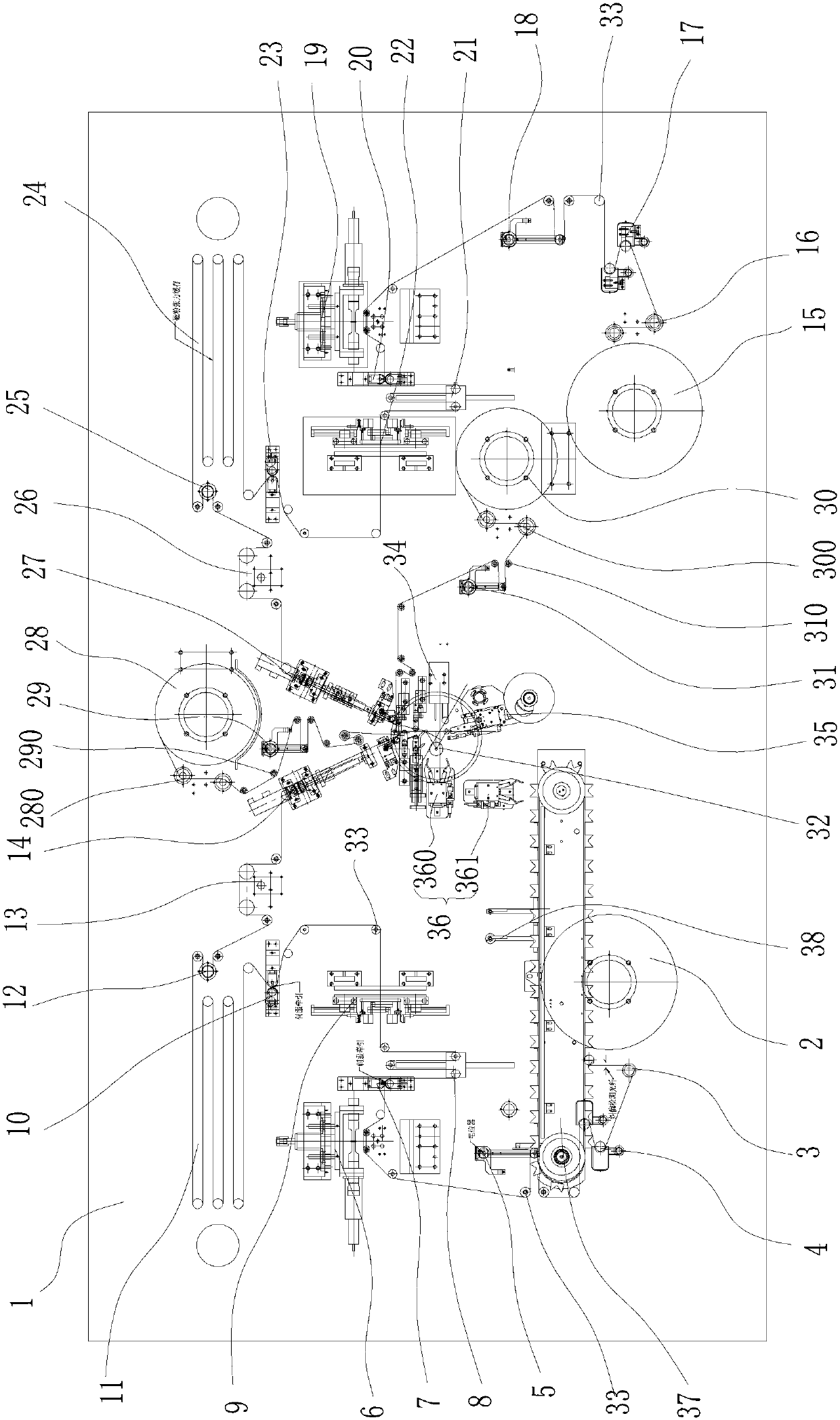 Battery pole piece making and battery cell coiling integrated equipment