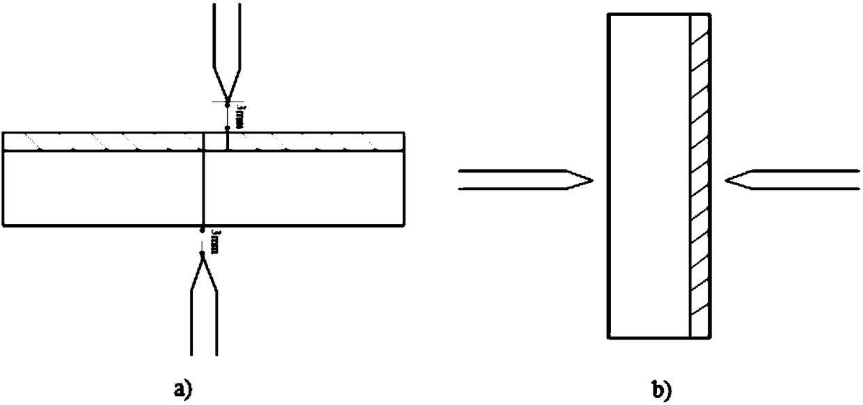 Double-side double-arc vertical welding fusion depth control device and welding method thereof