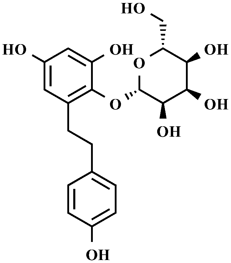 Tetrahydroxyldiphenylethylene-2-o-glucoside adsorbing material and preparation method thereof