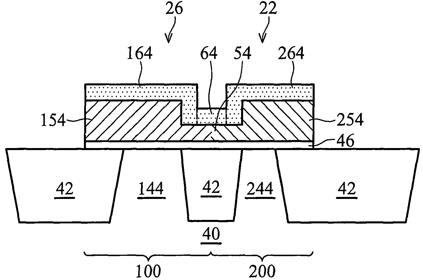 Gate strip with reduced thickness