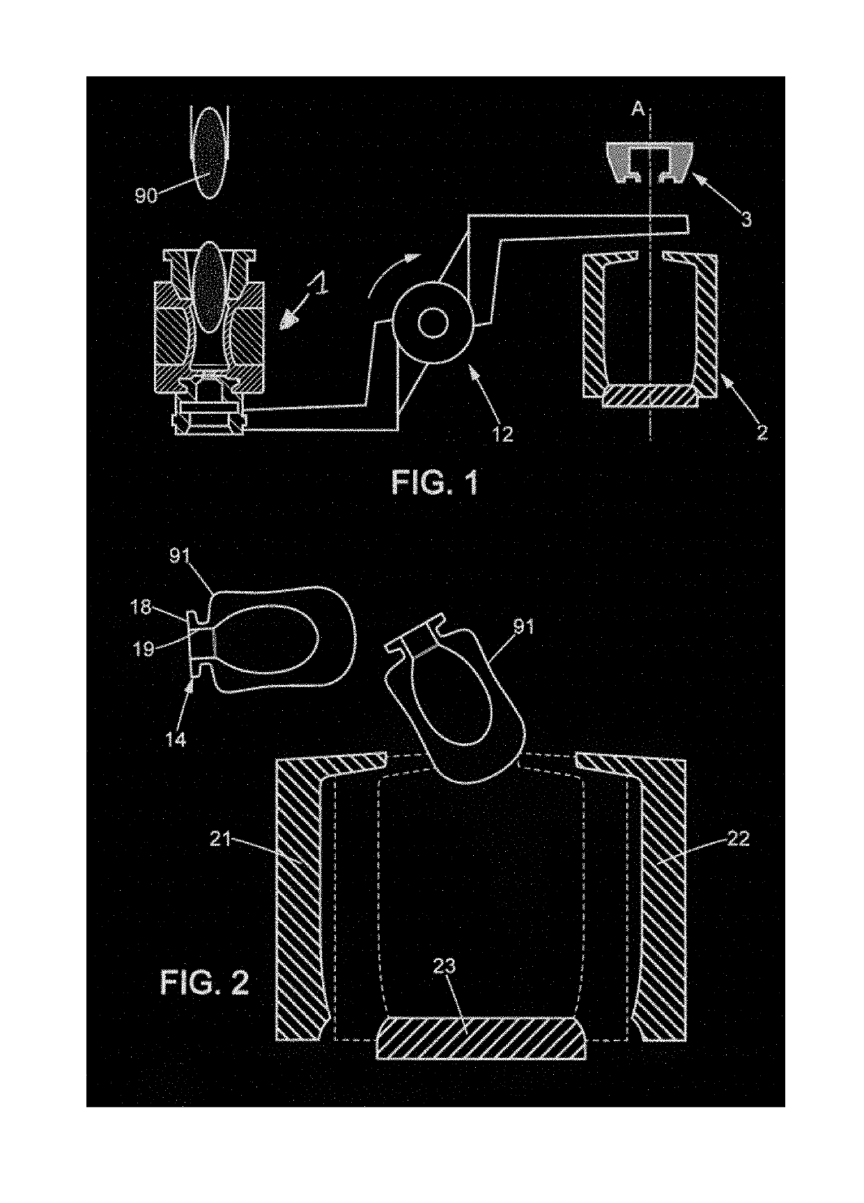 Device and method for manufacturing a hollow glass article by controlled blowing