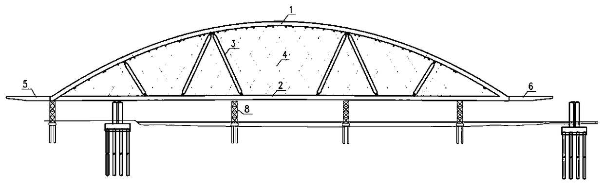 Pushing construction method for a large-span composite arch bridge with adjustable construction state