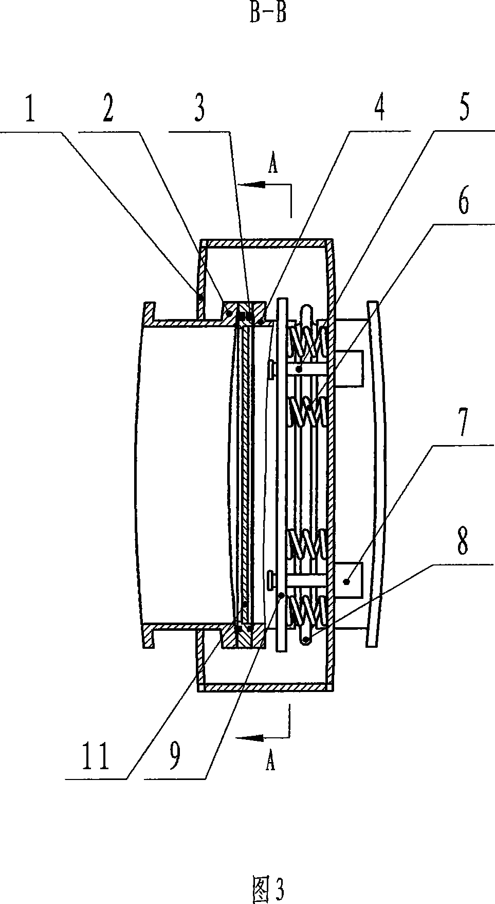 Automatically compensating clamping sealing device of glasses valve