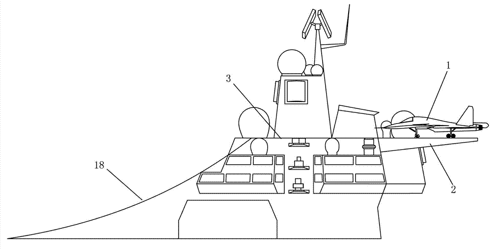 Slope downward-sliding takeoff platform for carrier-based aircraft, application aircraft carrier and realization method