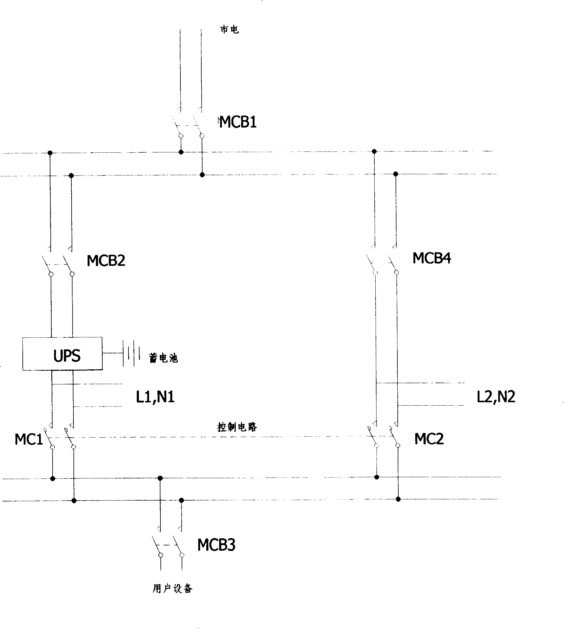 Device and method for on-line switching uninterrupted power supply