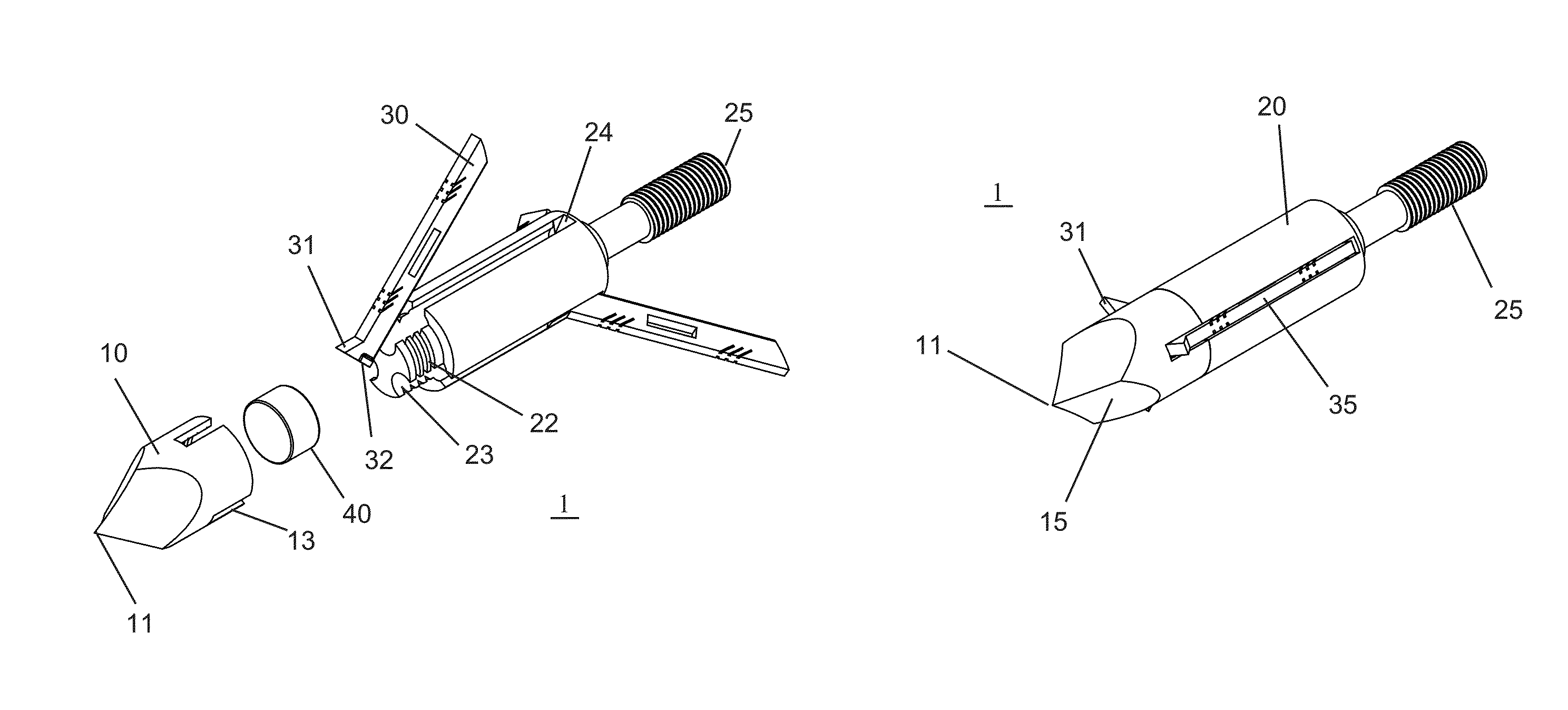 Magnetic blade retainer for a broadhead