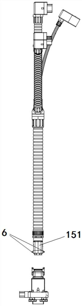 Butt-joint transfer station wire harness module device for automobile engine pedestal detection