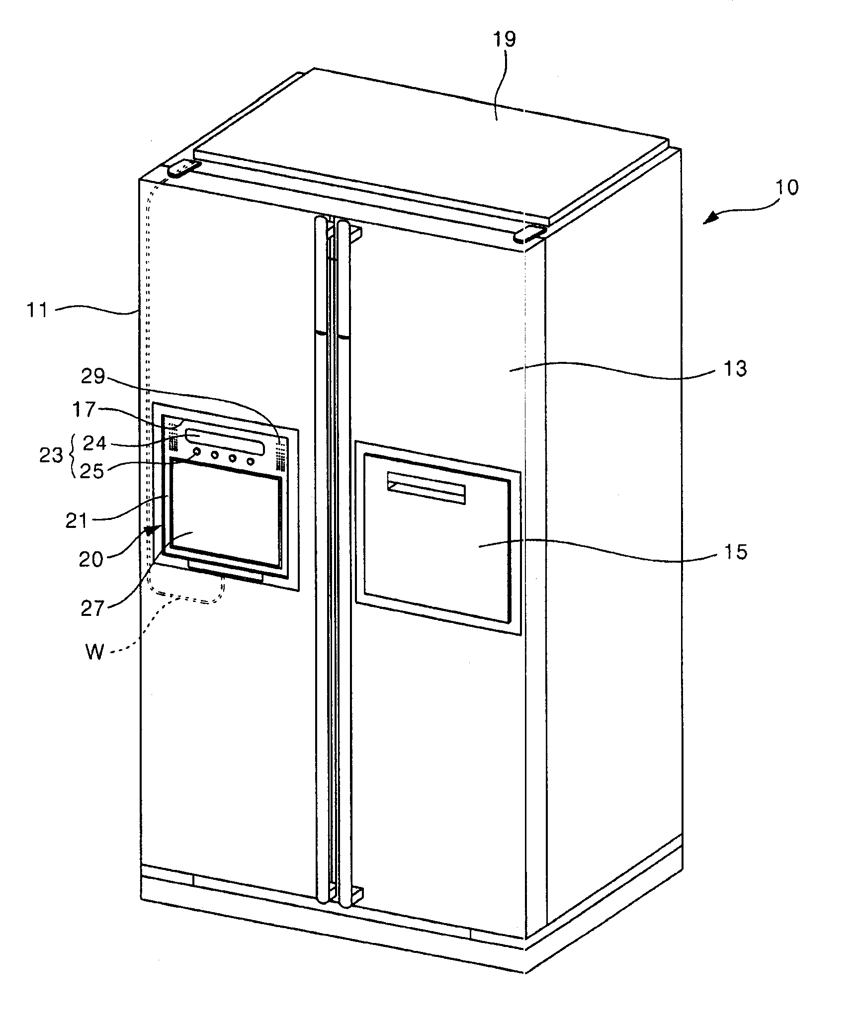 Mounting structure for display unit in refrigerator