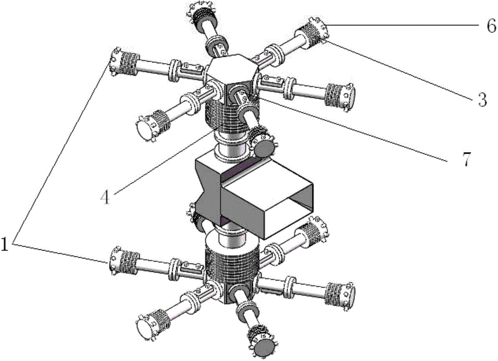 Tower-type integrated power combiner of high-power emitter