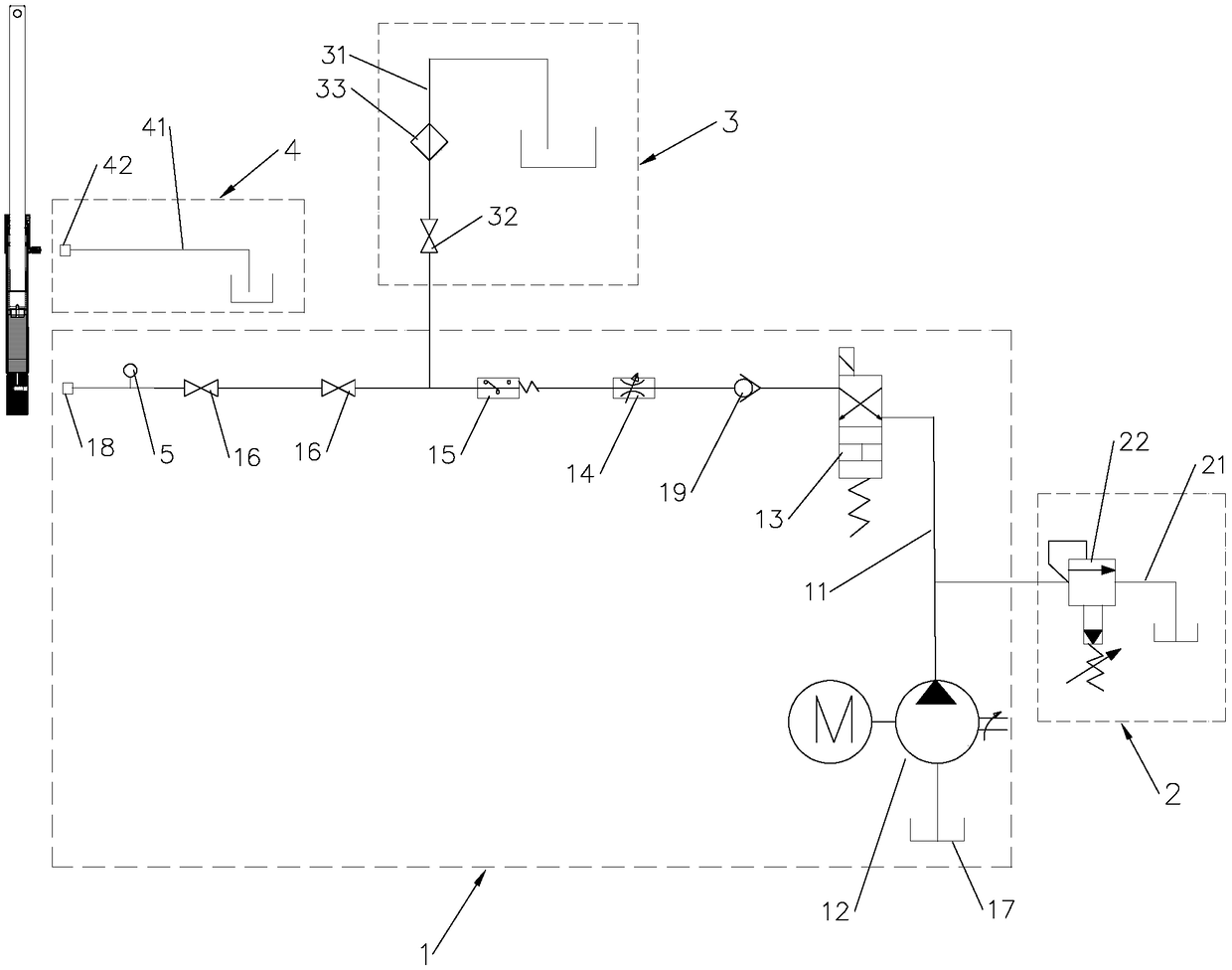 Hydraulic system for oil cylinder pressure maintaining test