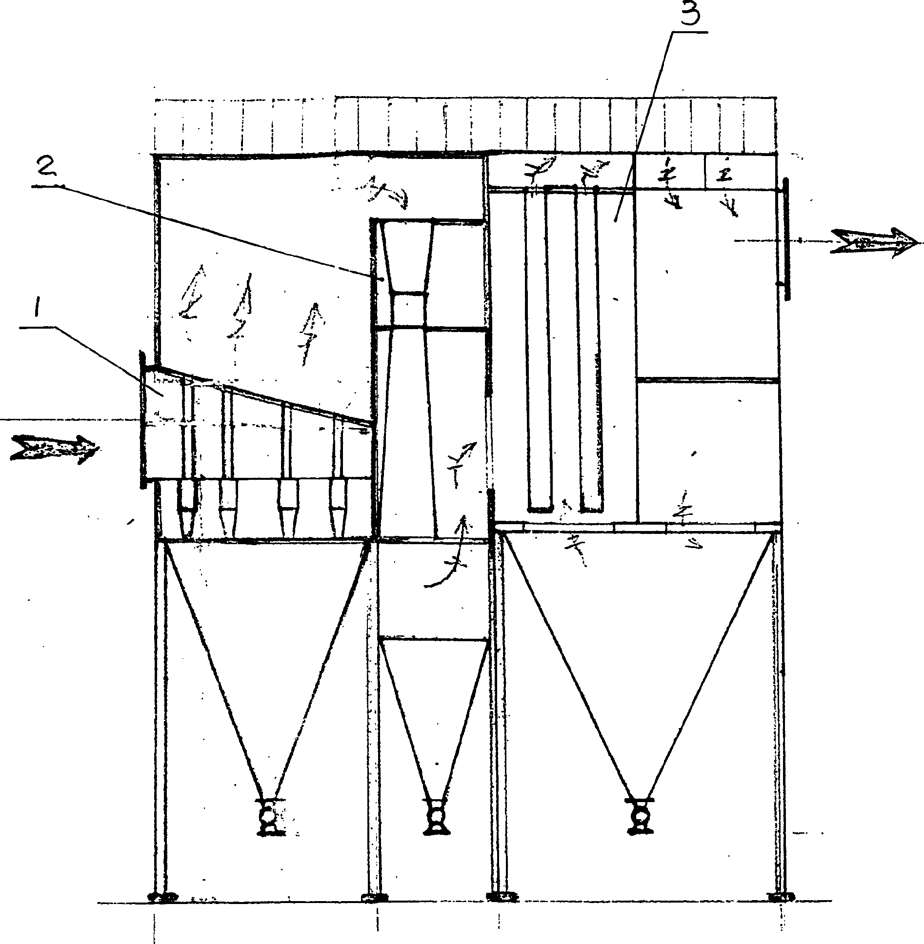 Combined two-stage flue gas desulfurization and dust-eliminating process