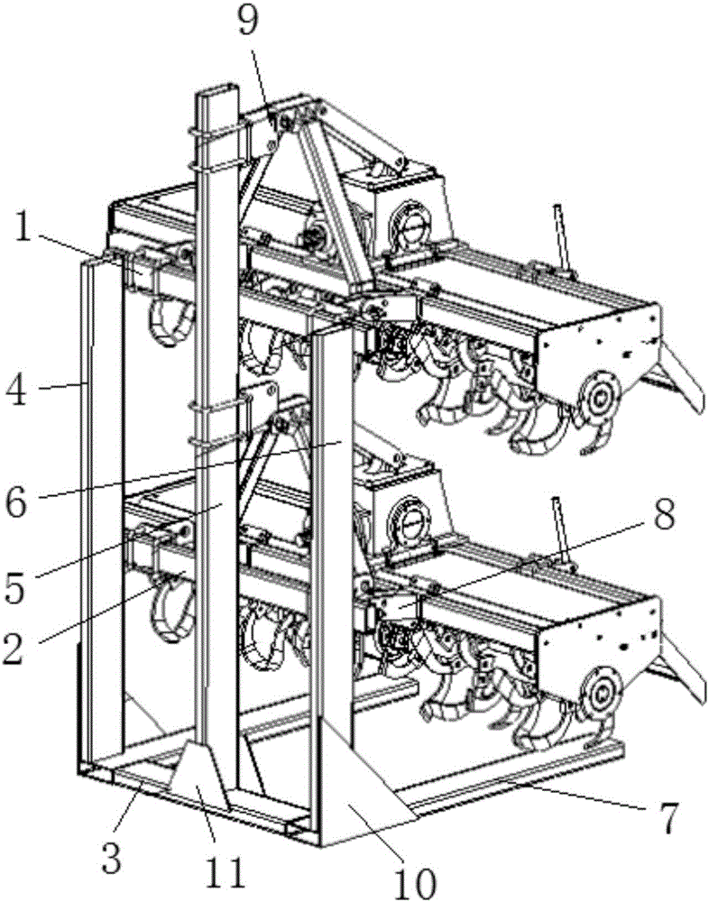 Goods shelf for rotary cultivator model machine display