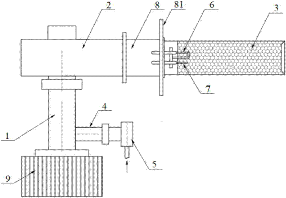 Metal-fiber front mixing burner based on central reverse burning head