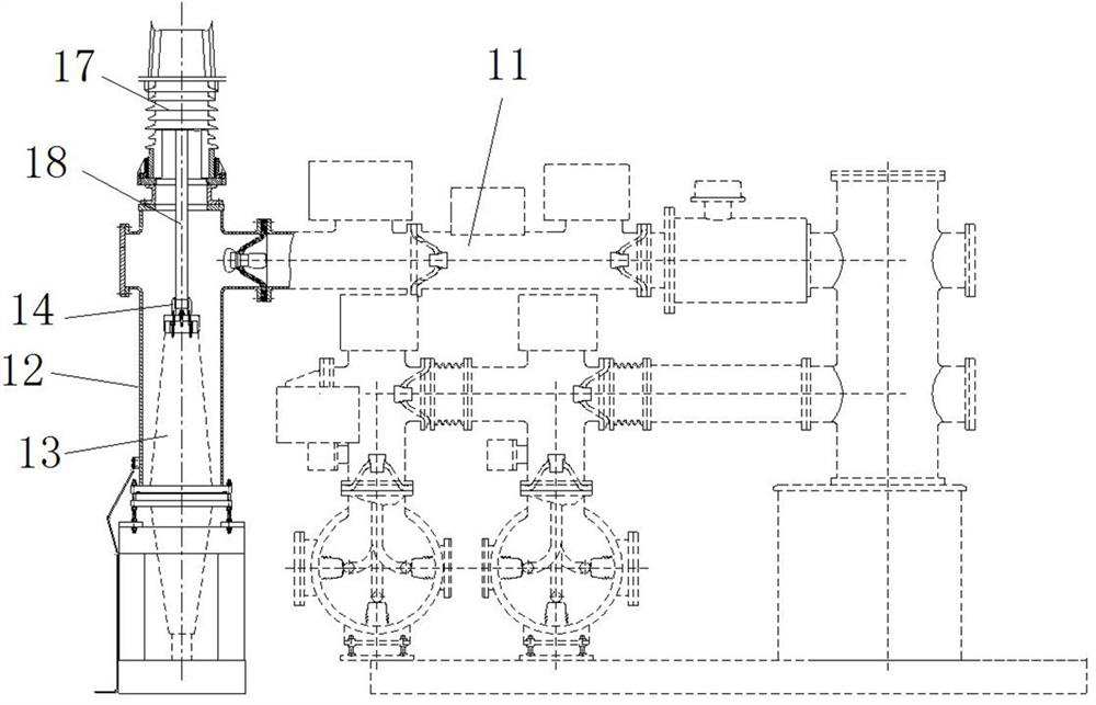 A cable terminal connecting device for gis and gis