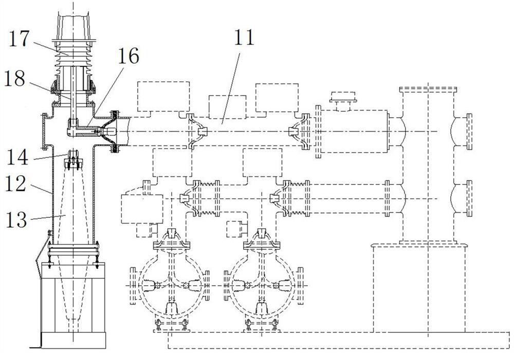 A cable terminal connecting device for gis and gis