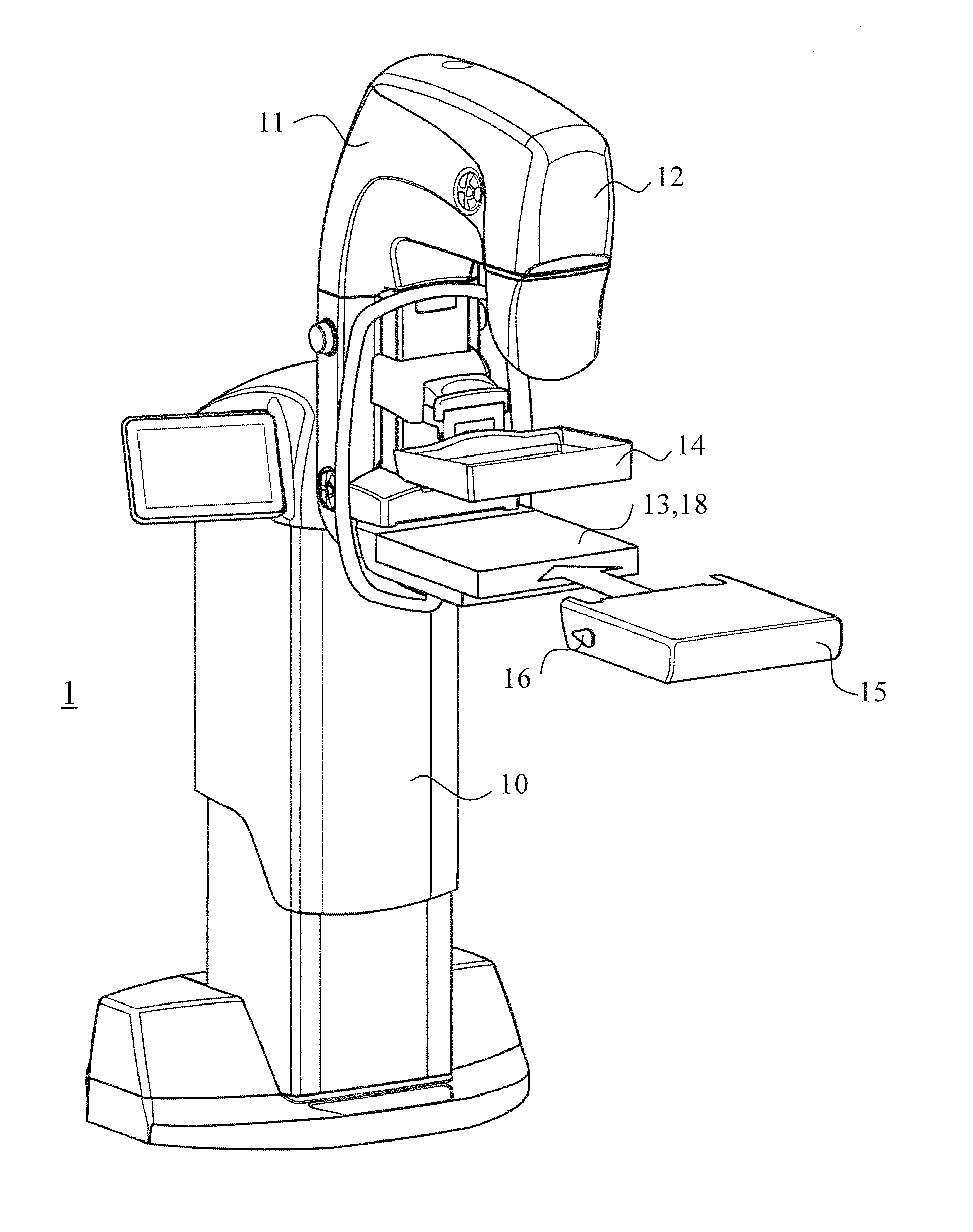 Mammography imaging arrangement for tomosynthesis