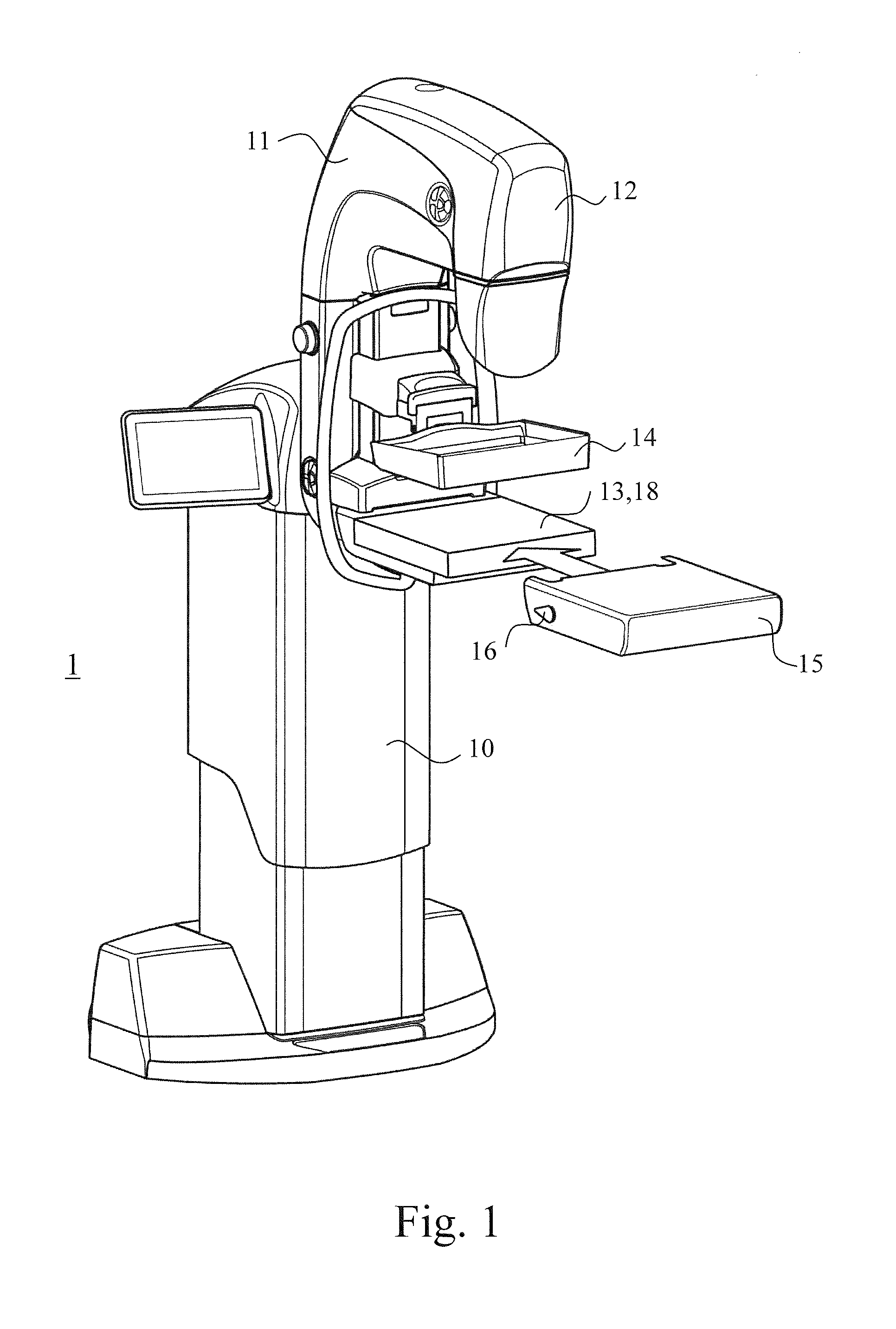 Mammography imaging arrangement for tomosynthesis