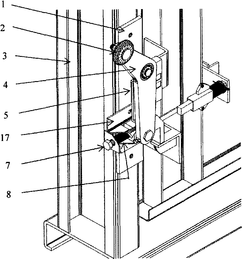 Elevator door lock device of vertical sliding door