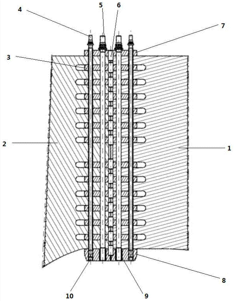 Detachable connector of high current flat plate copper conductor