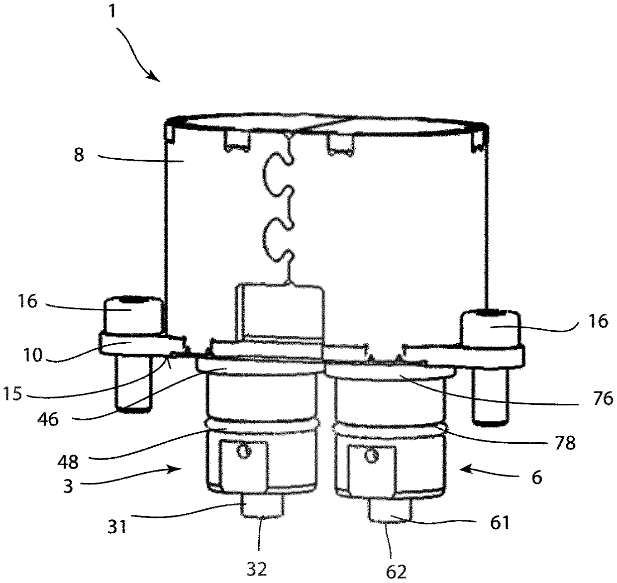 Adjusting device with a sealed guide cylinder