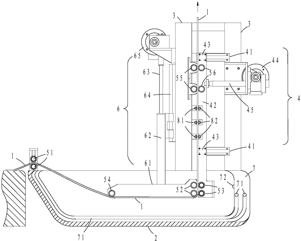 Feeding device for seamless ventilation ducting fabric production