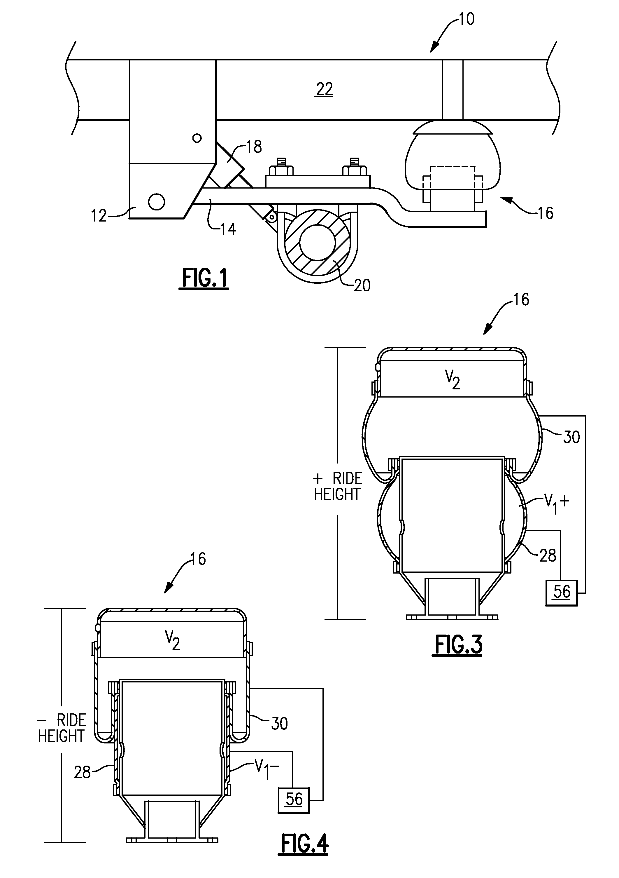 Ride height leveling control for dual air spring configuration