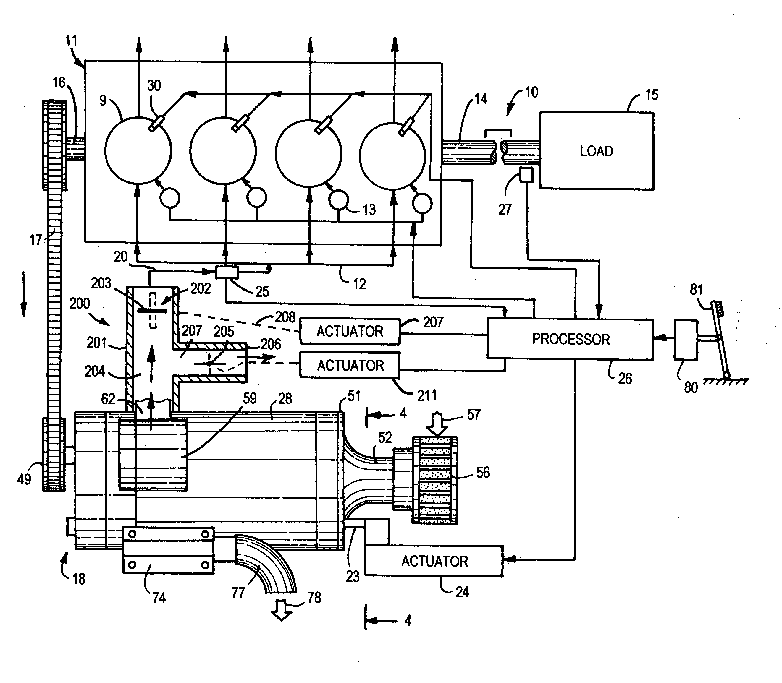 Internal combustion engine and supercharger