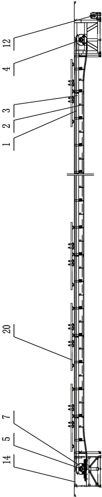 Wide plate chain conveying system of scraped car disassembly line