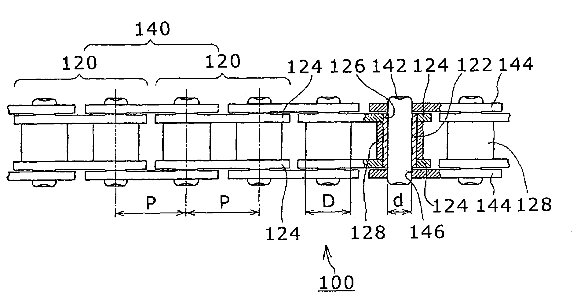 Roller chain transmission device