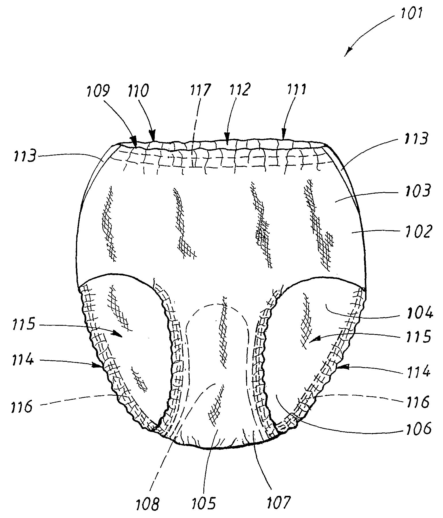 Absorbent Article with Improved Elastic Means