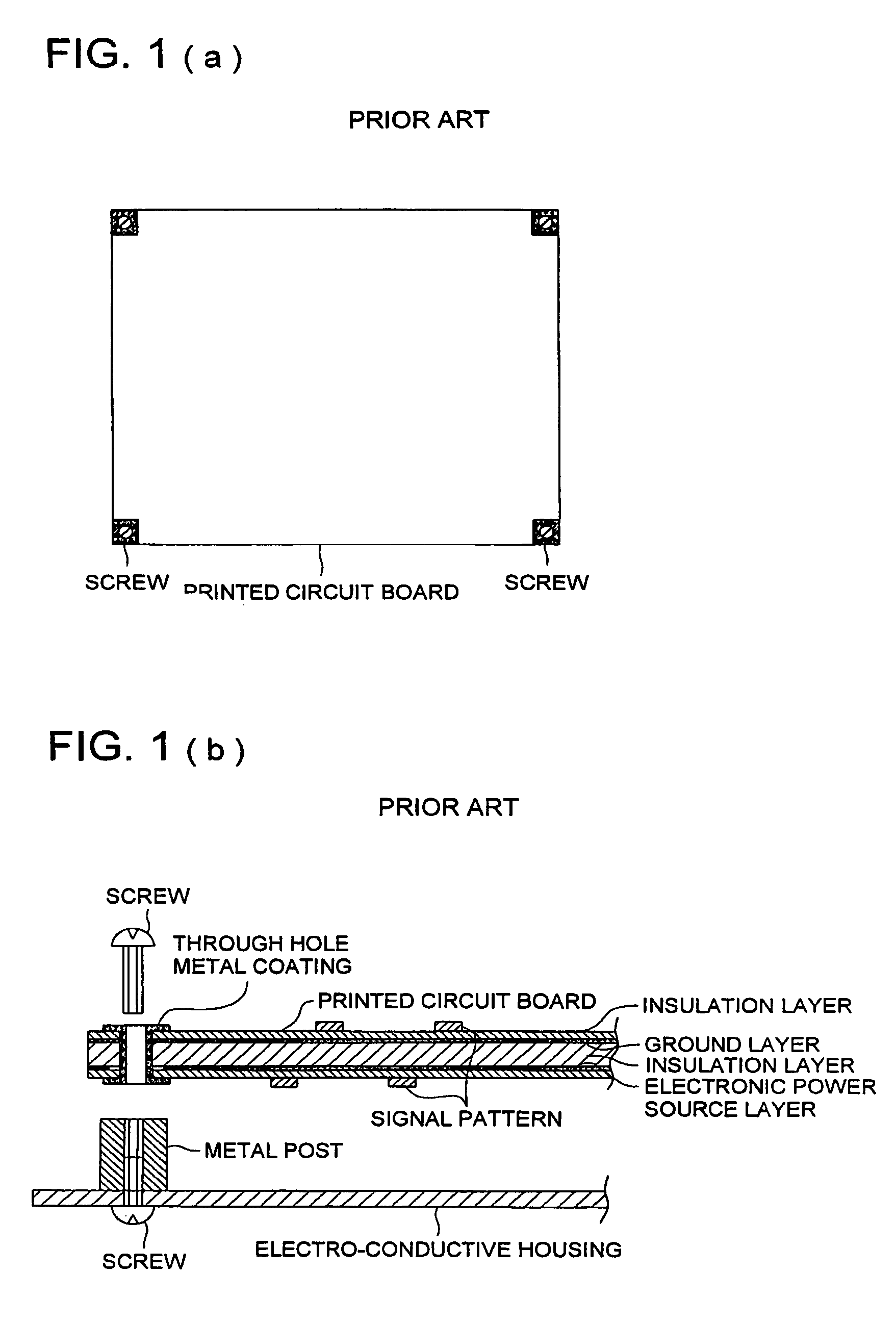 Printed circuit board and method for installing printed circuit board onto electro-conductive housing