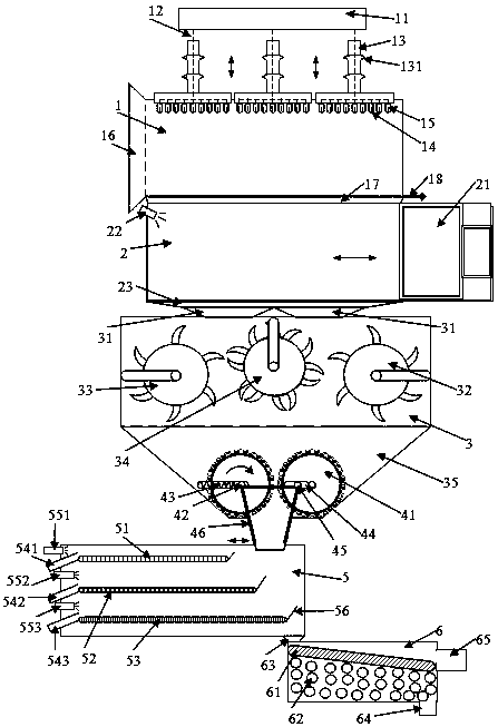 A stone crushing and sorting device for construction