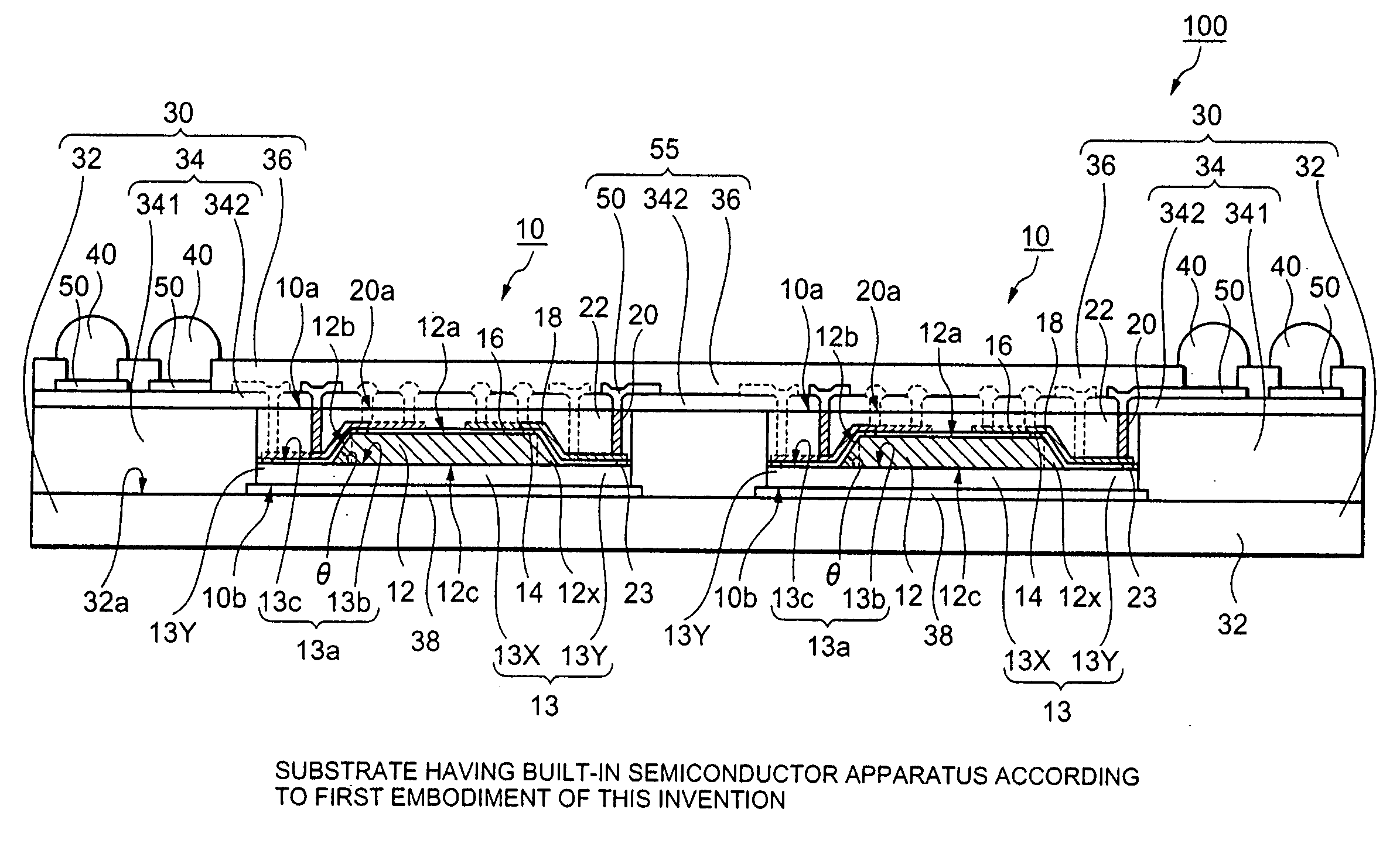 Substrate having built-in semiconductor apparatus and manufacturing method thereof