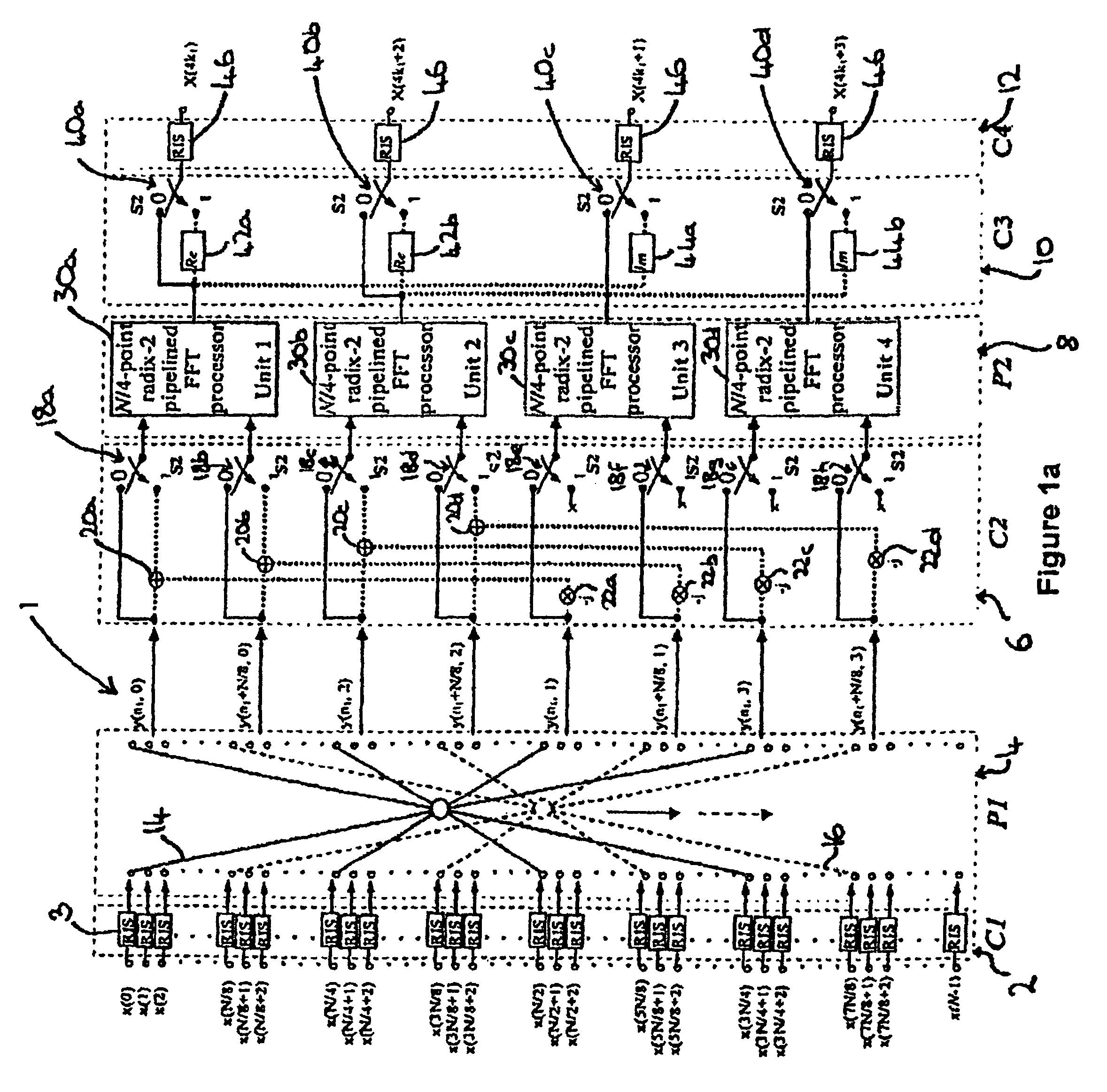 Processor and method for performing a fast fourier transform and/or an inverse fast fourier transform of a complex input signal