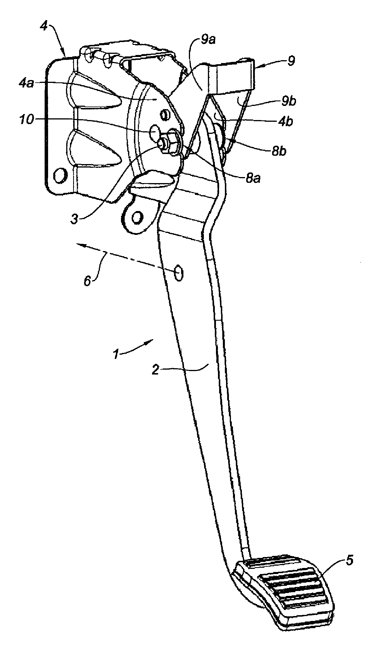 Motor vehicle pedal having a safety device