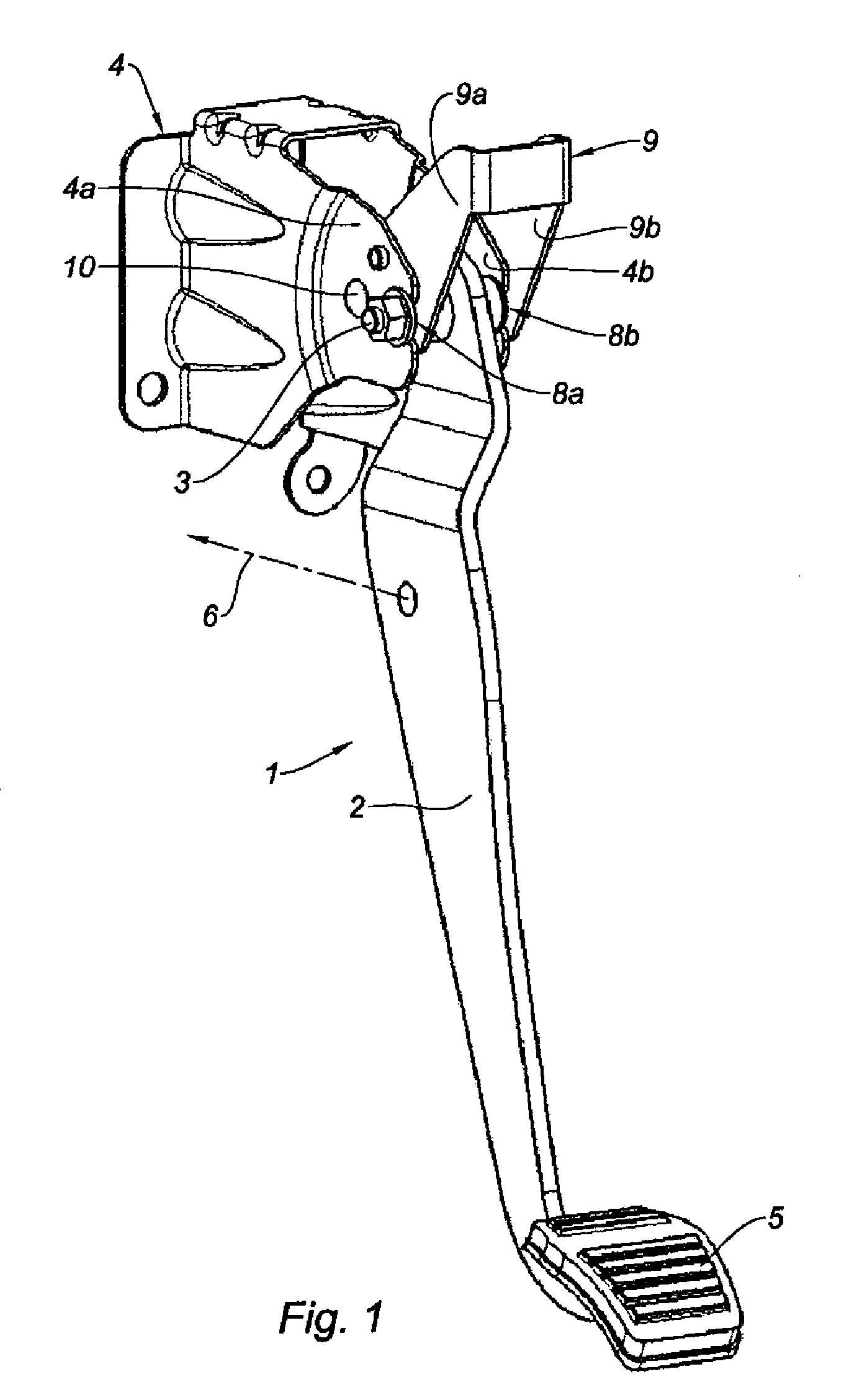 Motor vehicle pedal having a safety device