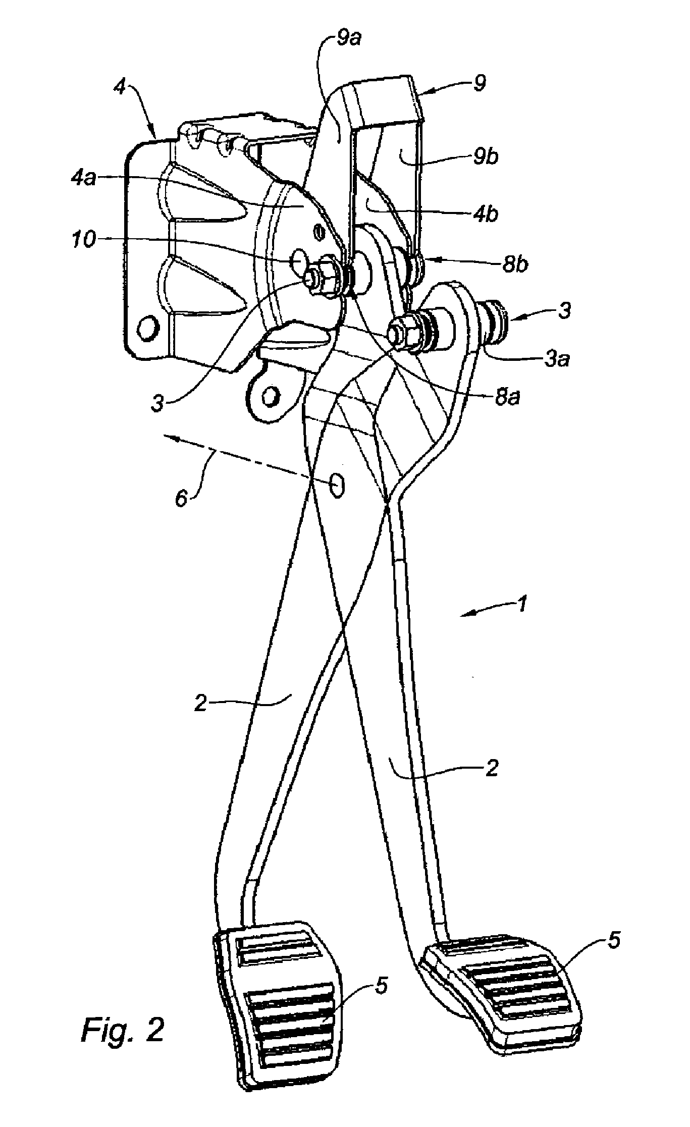 Motor vehicle pedal having a safety device