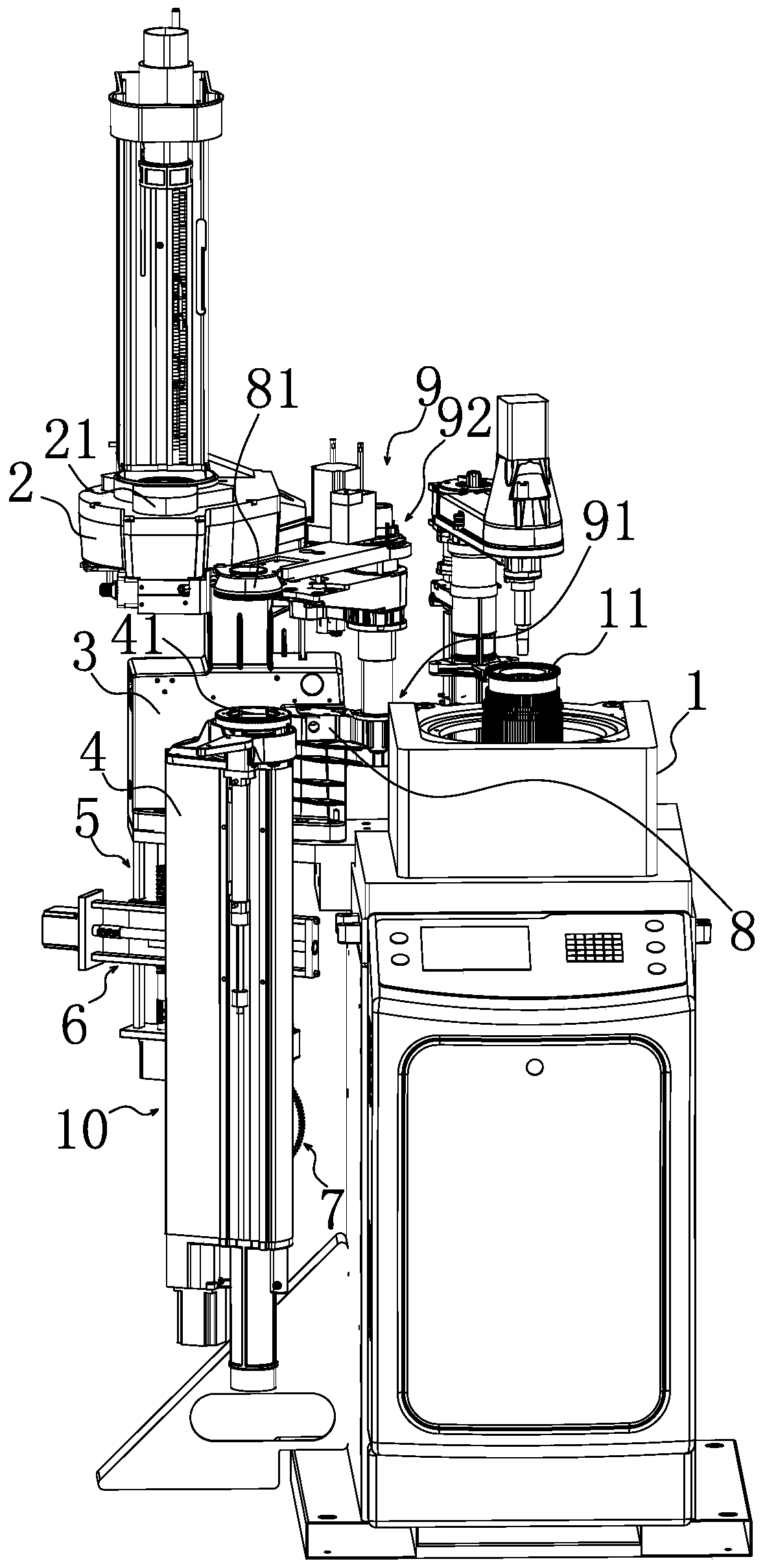 Five-axis linkage point butt joint sock turning device