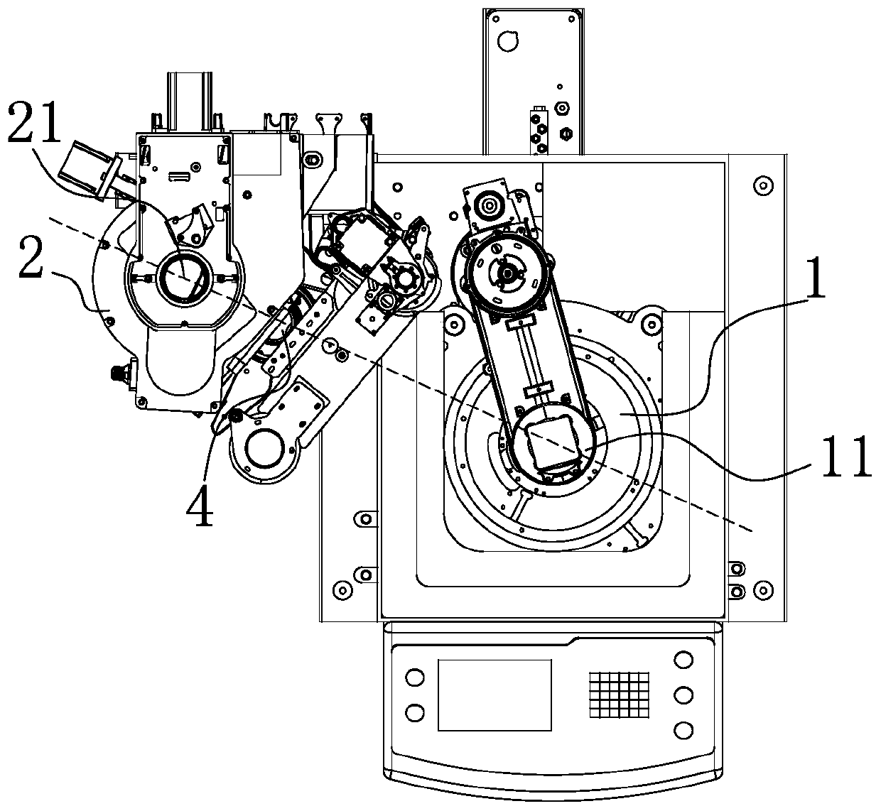 Five-axis linkage point butt joint sock turning device