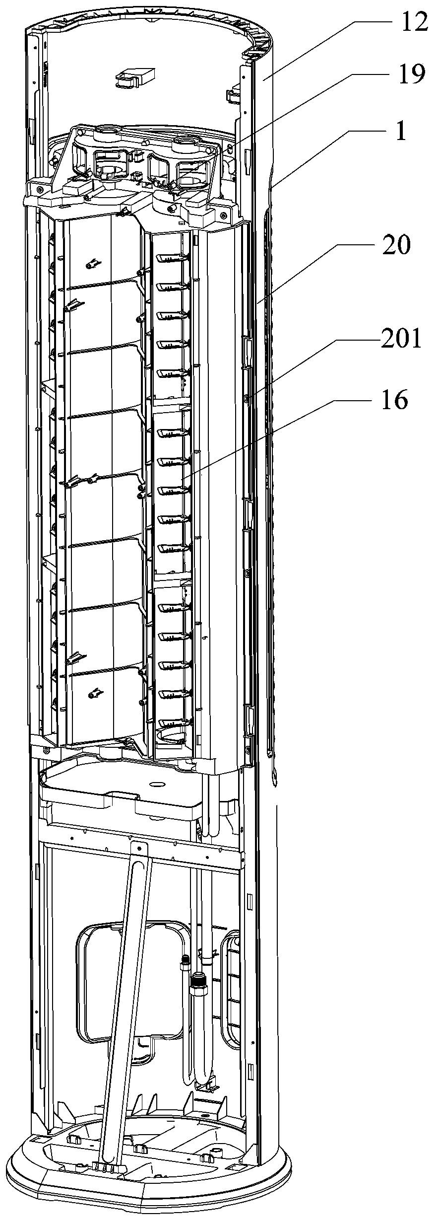 Air-conditioner duct component and vertical air-conditioner indoor unit