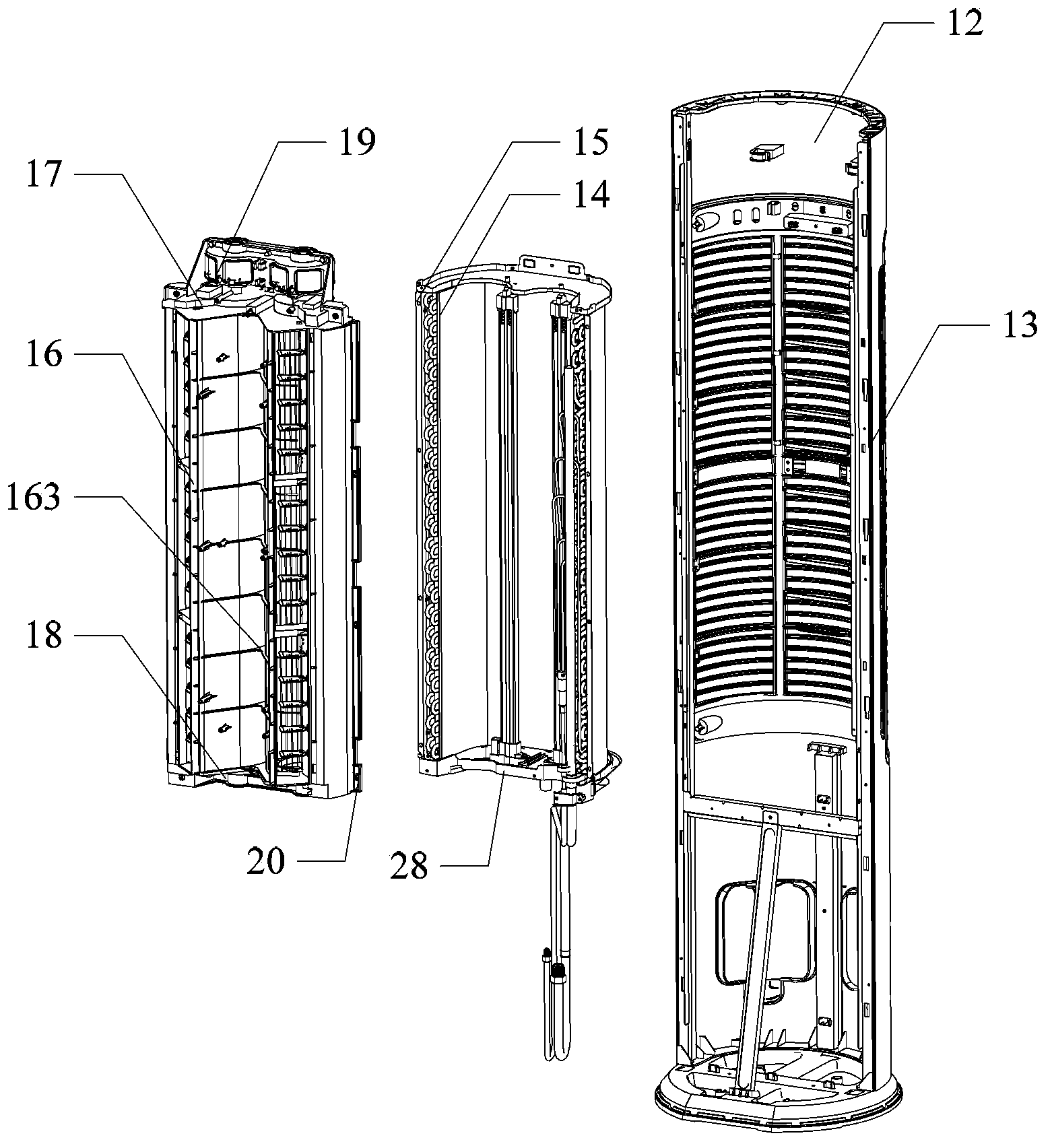 Air-conditioner duct component and vertical air-conditioner indoor unit