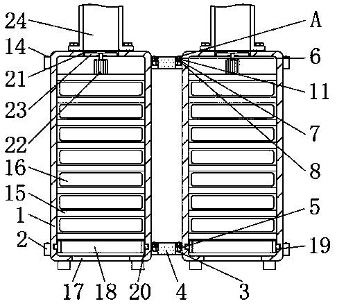 A connection device for adjacent big data server cabinets