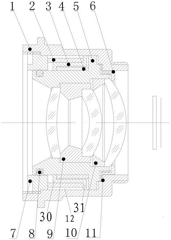 15mm fixed-structure athermalization infrared lens and mounting method thereof