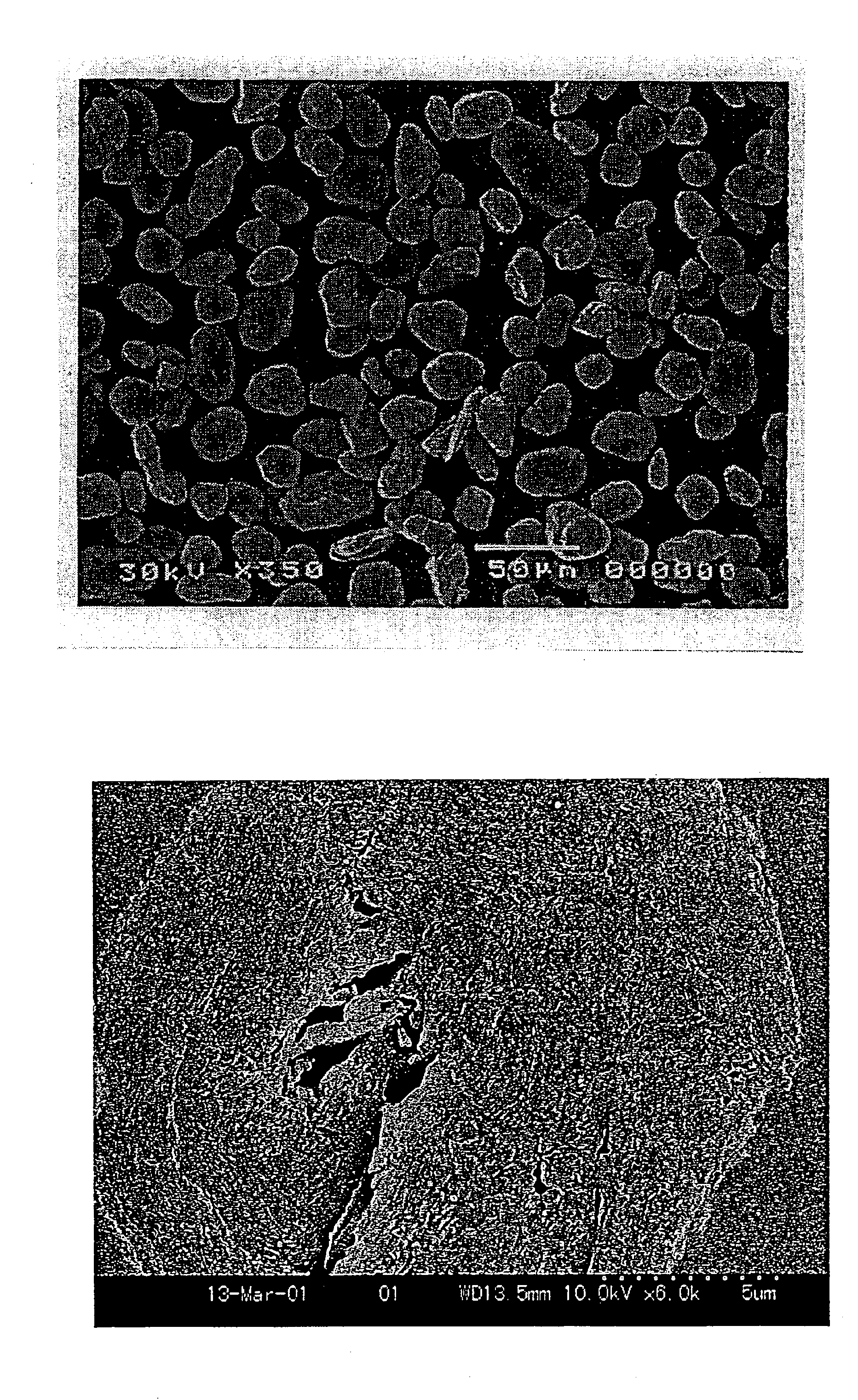 Anode material for lithium secondary battery, process for production thereof, and lithium secondary battery