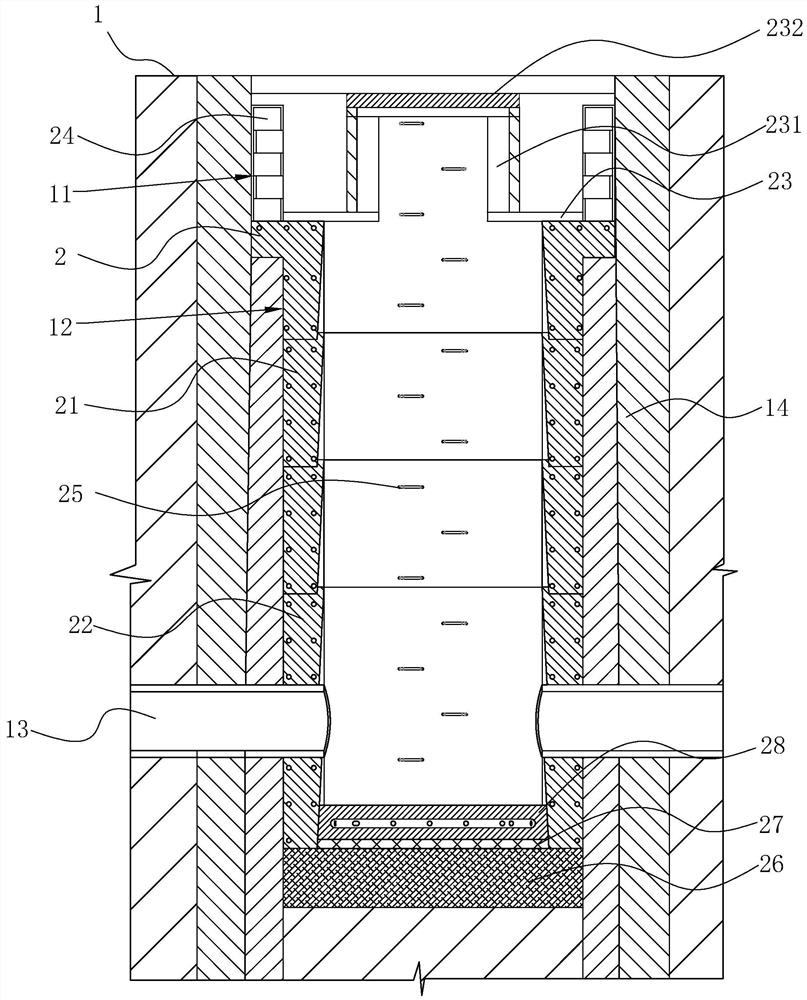 Construction method for middle inspection well through reverse construction method